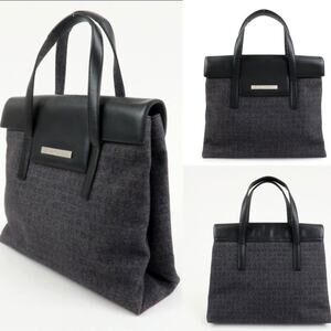 💎✨Authentic✨💎BVLGARI Logo Mania Canvas Leather Tote Bag Hand Bag Black
